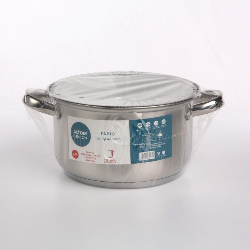 FABIO STAINLESS STEEL POT 2.6L. 18CM WITH GLASS LID – 3