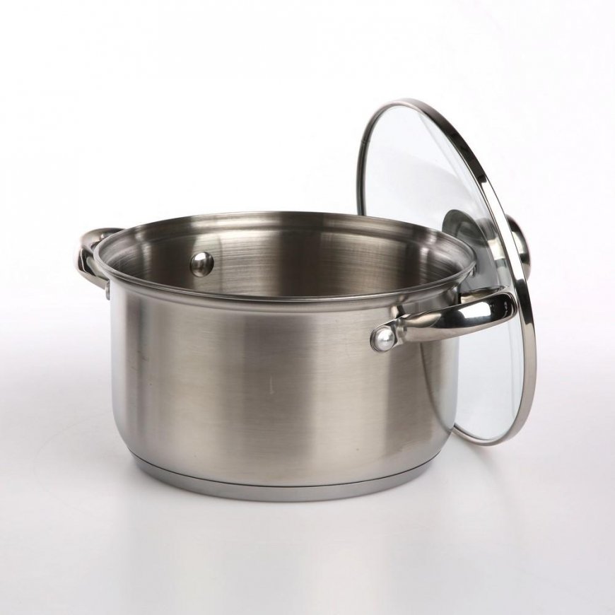 FABIO NERŪDIJANČIO PLIENO PUODAS 2,6L. 18CM SU STIKLINIU DANGTELIU – 4