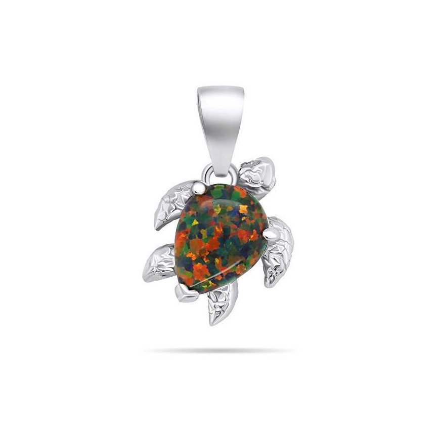 Brilio Silver Leikkisä hopeinen korusetti opaaleilla Turtle SET235WBC (korvakorut, riipus) – 2