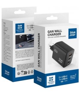 BlueStar Blue STAR travel charger GaN 4A 65W 2 x Type C + USB A PD QC4.0 VT-43 black