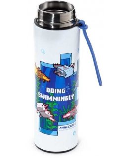Puckator Minecraft Axolotl termospullo ruostumattomasta teräksestä pullo lämpömittari 450ml