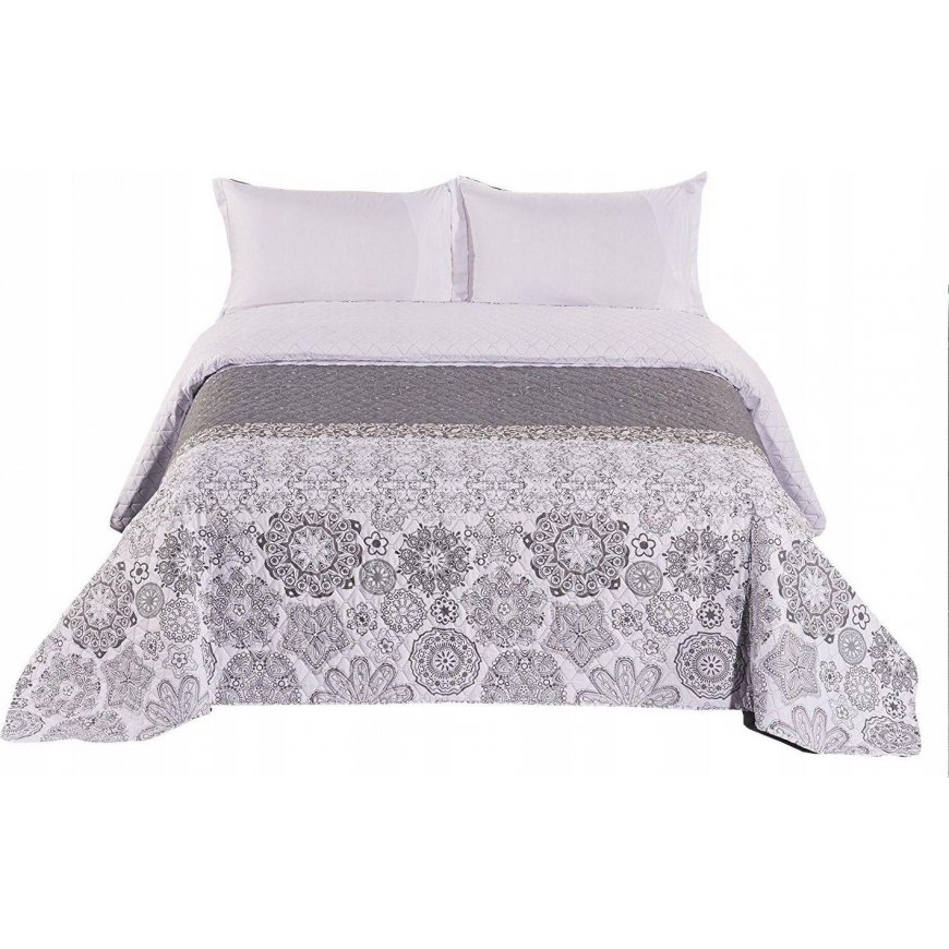 Double-sided bedspread DecoKing ALHAMBRA 170x210 cm, gray/white
