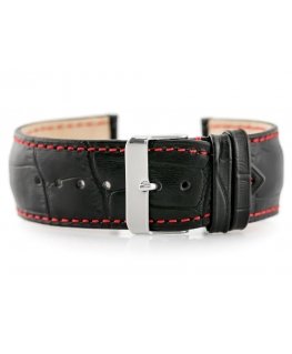 Pacific W64 black/red 24mm leather watch strap