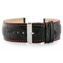 Pacific W64 black/red 24mm leather watch strap
