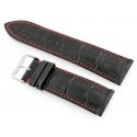 Pacific W64 black/red 24mm leather watch strap