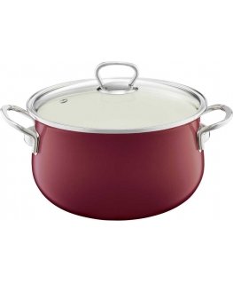 Enamel pot with lid Pyza 22 cm burgundy EMALIA OLKUSZ