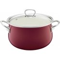 Enamel pot with lid Pyza 22 cm burgundy EMALIA OLKUSZ Enamel pot with lid Pyza 22 cm burgundy EMALIA OLKUSZ