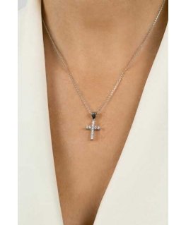 Brilio Silver Modern gold-plated pendant with zircons Cross PT69Y