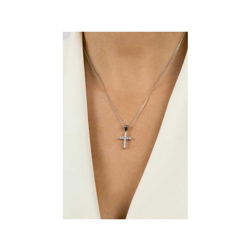Brilio Silver Modern gold-plated pendant with zircons Cross PT69Y