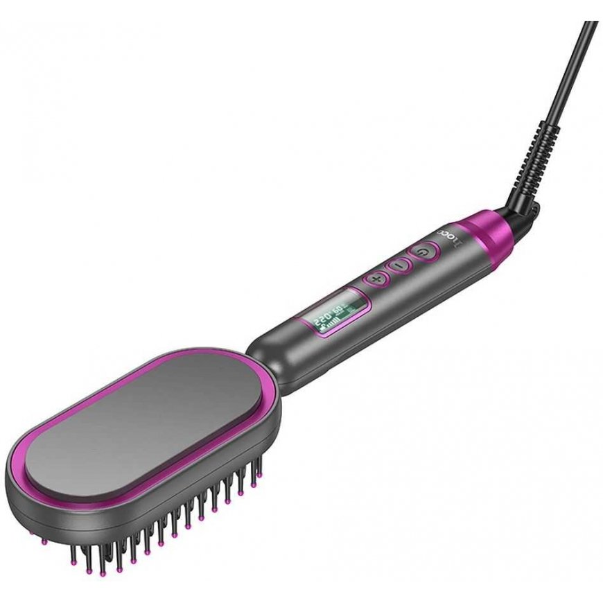 HOCO electric hair straightening comb with digital display HP44 rose red