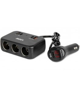 Cigarette lighter socket splitter with charger 2x usb-a 1x usb-c qc4.0 12v 24v 120w 80cm amio-04366