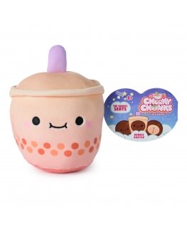 Cheeky Chonks Bubble Bootea Reversible Plush, Food Plushies, Boba Tea Plush Toy, Stuffed Animal for Ages 3 and Up, Brown, 4.5”