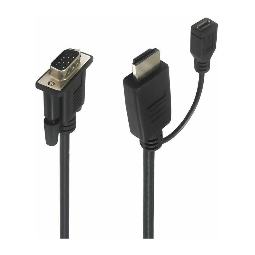 „PremiumCord“ HDMI laidas – D-Sub (VGA) + mikro USB 2 m juodas (khcon-20) – 2