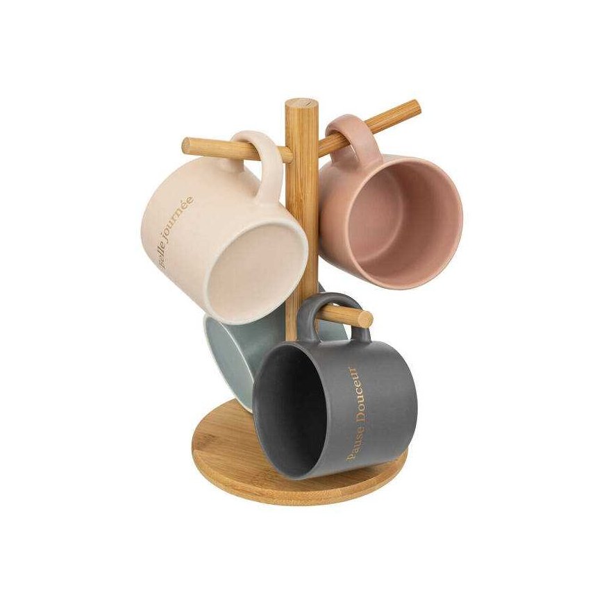 Secret De Gourmet BELLE coffee cups on a wooden stand, 200 ml