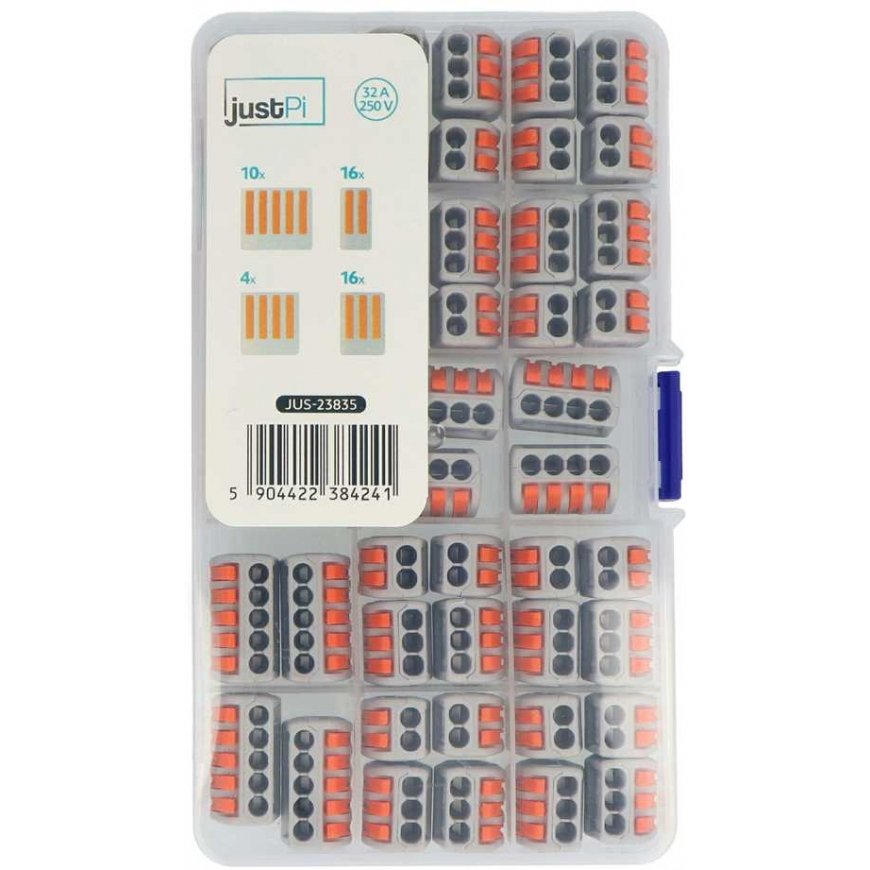 Sähkökuutiosarja 2/3/4/5pin 32A/250V - oranssi - 46 kpl, - justPi – 2