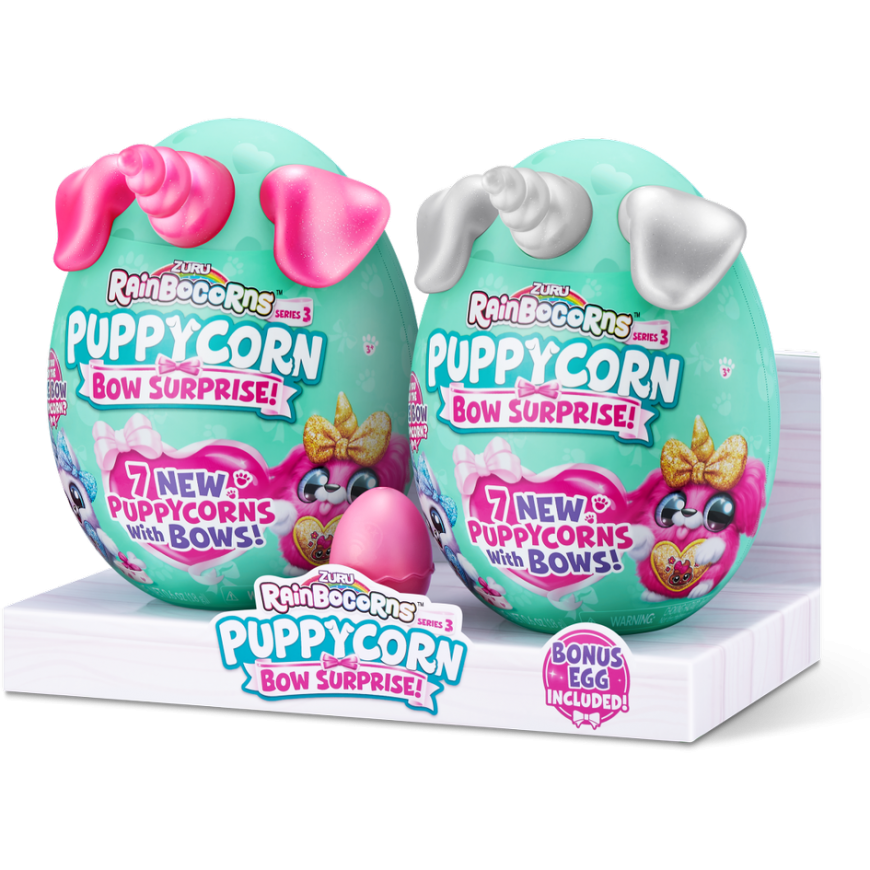 RAINBOCORNS pliušinių žaislų rinkinys Sparkle Heart Surprise Combo, 6 serija, Puppycorn Surprise Bow, 2 vnt, 9275 – 2