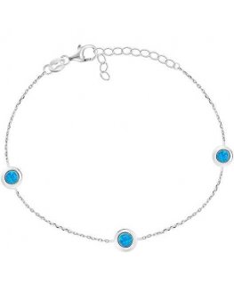 Brilio Silver Charming silver bracelet with synthetic opals BRC40WB