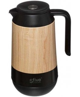 5five Simply Smart Thermal Jug, 1 L, black with wooden decor