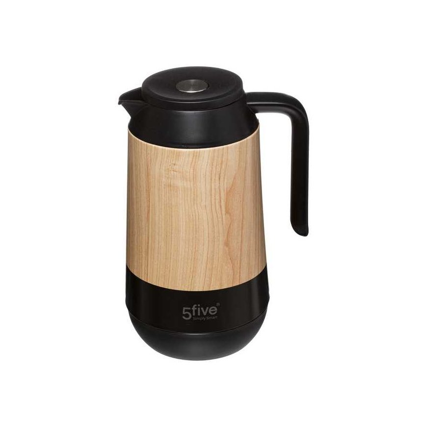 5five Simply Smart Thermal Jug, 1 L, black with wooden decor – 3