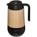 5five Simply Smart Thermal Jug, 1 L, black with wooden decor