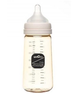 SPECTRA PPSU BOTTLE, 260 ML, WITH SIZE S NIPPLE, CREAM VANILLA