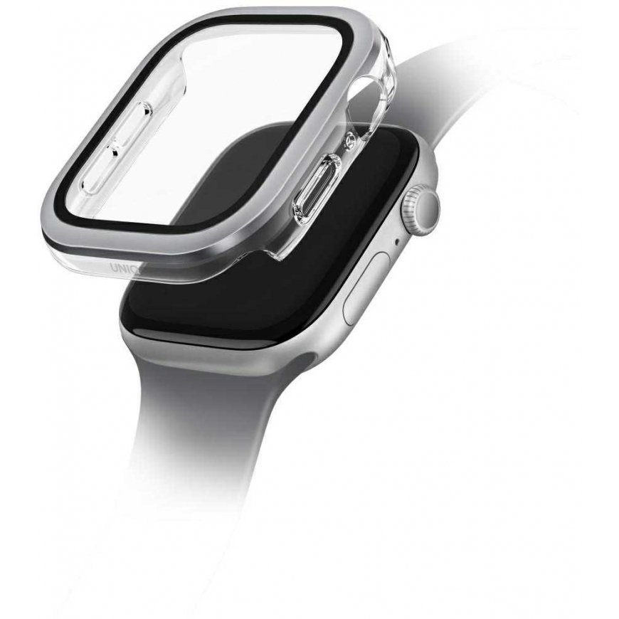 Uniq Voute tempered glass case for Apple Watch 10 42 mm - Silver