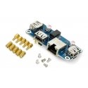 Ethernet/USB (B) HUB - 3xUSB 1xRJ45 Ethernet - etupaneelisovitin Raspberry Pi:lle - Waveshare 20416 Ethernet/USB (B) HUB - 3xUSB 1xRJ45 Ethernet - etupaneelisovitin Raspberry Pi:lle - Waveshare 20416
