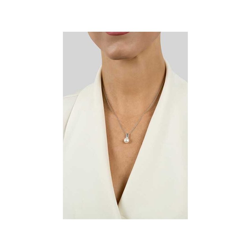 Brilio Silver Beautiful silver pendant with real pearl and zircons PT100W – 2