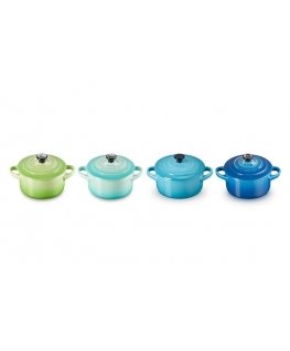 4x1 Le Creuset mini cepešpannu komplekts ar vāku 10x5cm. Jūras brīze