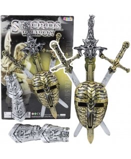 Lean Toys Rinkinys Knight 3 Swords Apsaugos Mask Realistic Decorations