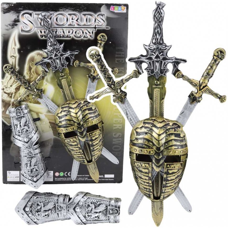 Lean Toys Kit Knight 3 Swords Protection Mask Realistic Decorations