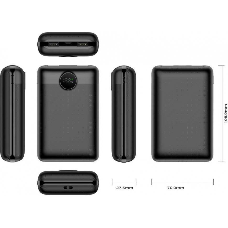 VEGER Powerbank 20000 mAh PD QC3.0 2A 22.5W S20 (W2053) musta – 2