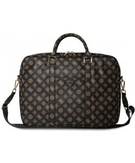 Guess 4G Peony Front Pocket Zipper Triangle Logo Laptop Bag 16" - Black