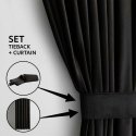 AmeliaHome Curtain VELVET black color classic style silver color rings made of fabric - textile velvet 140x270 AmeliaHome Curtain VELVET black color classic style silver color rings made of fabric - textile velvet 140x270