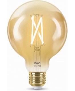 WiZ smart lamp globe, E27, amber glass, tunable white - white light shades, Wi-Fi, 2000-5000 K, 640 lm, 9 cm