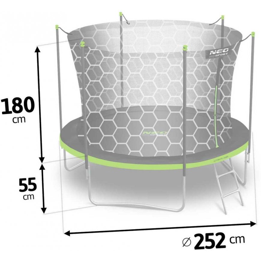 8 ft / 252 cm garden trampoline with inner net and Neo-Sport ladder – 5