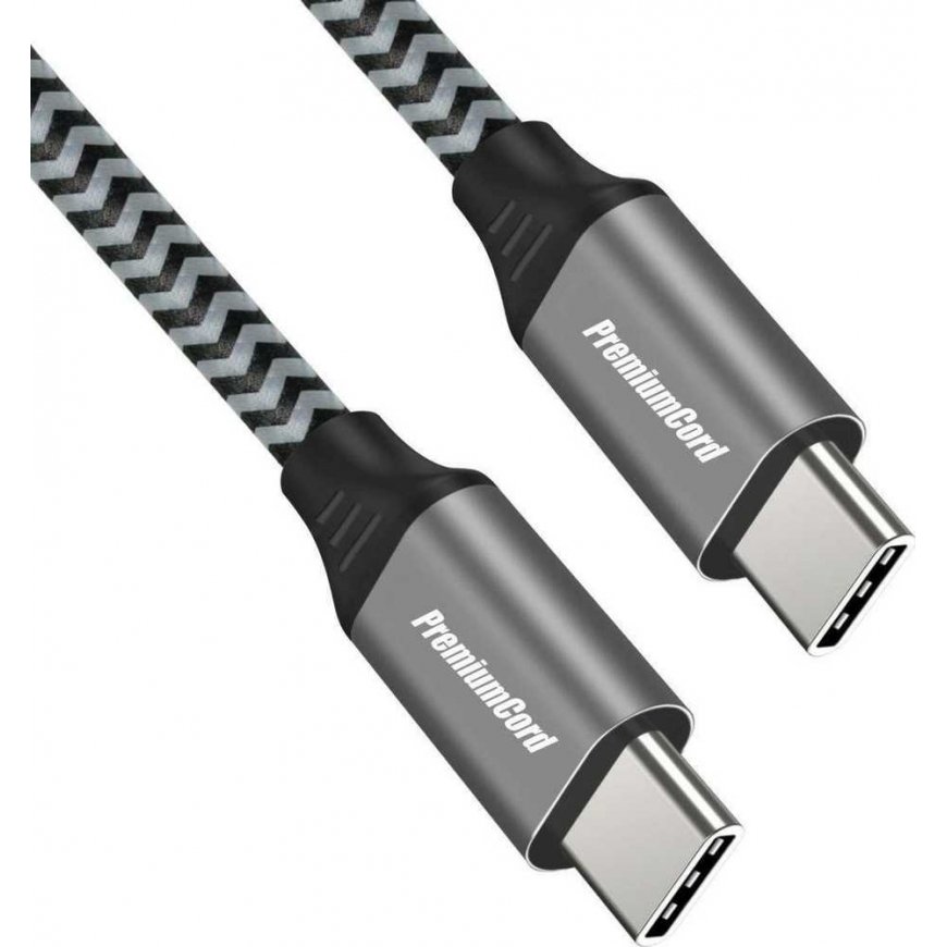 PREMIUMCORD cable USB-C M/M, 100W 20V/5A 480Mbps cotton braid, 1m