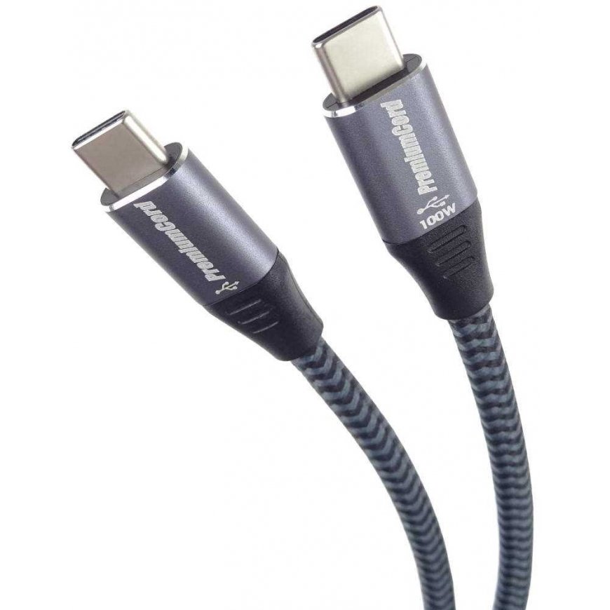 PREMIUMCORD cable USB-C M/M, 100W 20V/5A 480Mbps cotton braid, 1m – 2