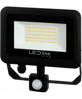 Outdoor light with motion sensor LED 50W neutral white 230Vac, 5000lm, IP65, black, PHOTON, LED LINE
