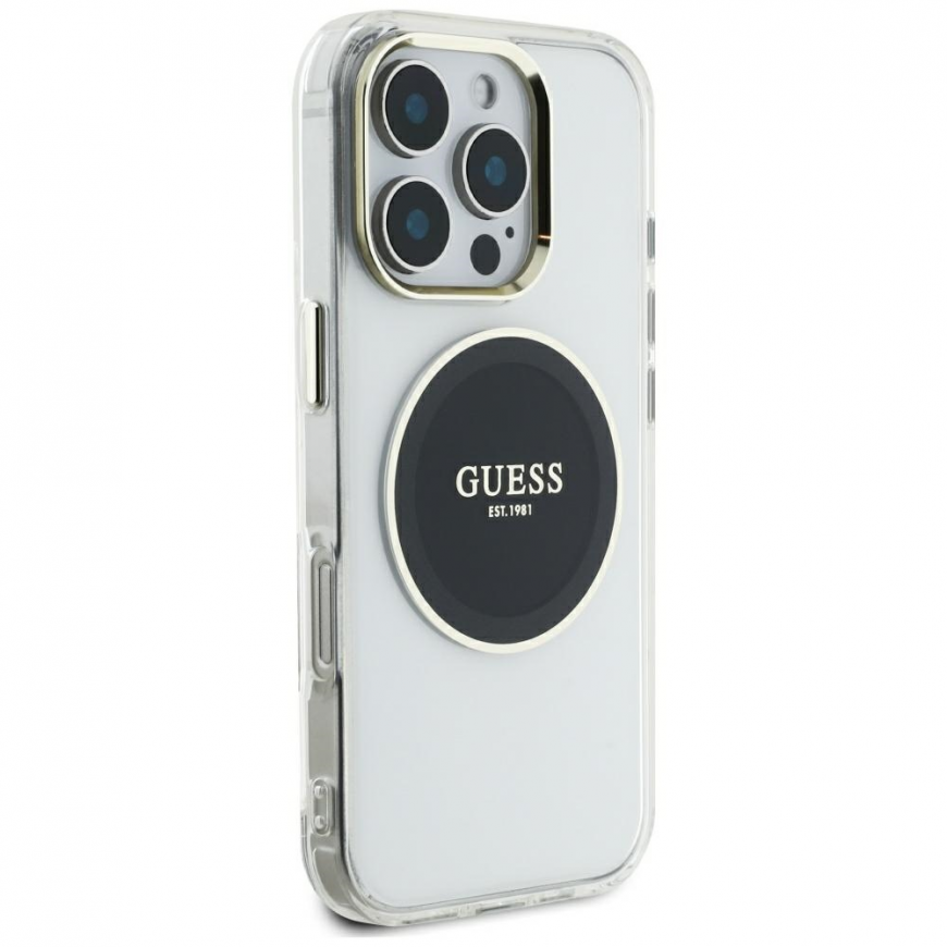 Case Guess IML Metal Colored Circle Classic Logo MagSafe for iPhone 16 Pro Max black – 5