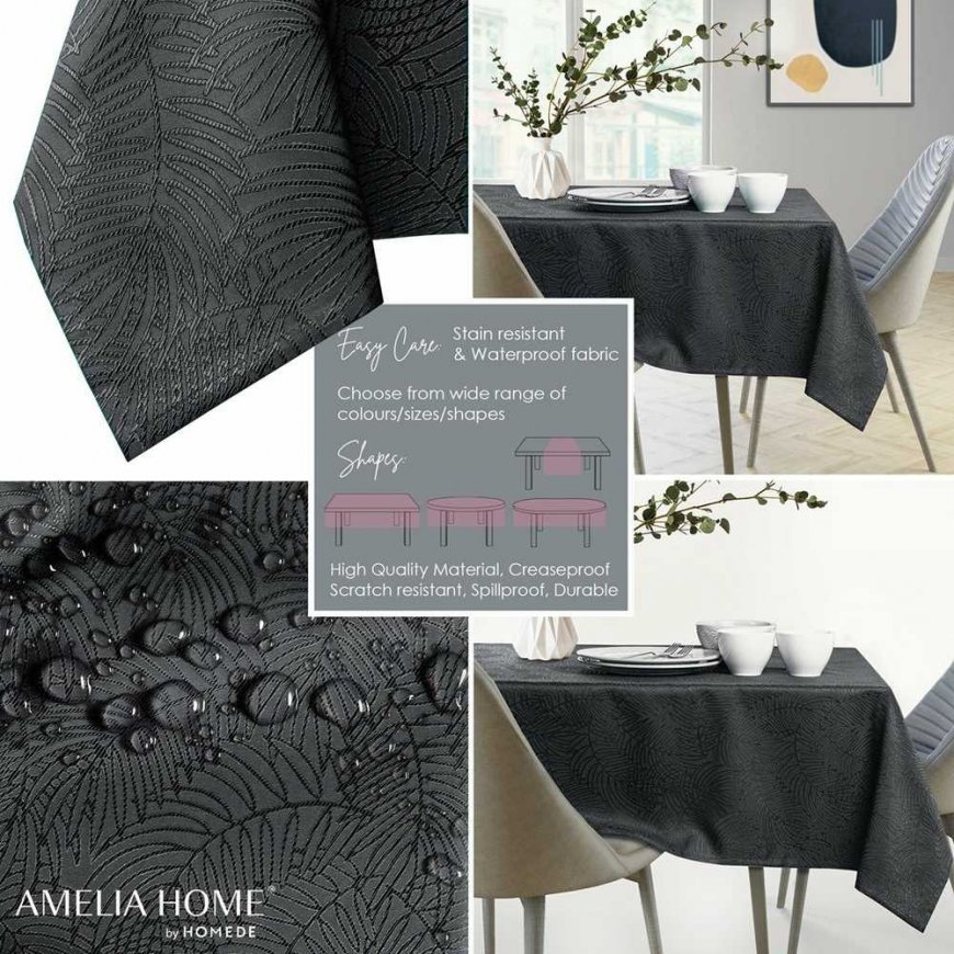 AmeliaHome Tablecloth AH GAIA BRD DARK Gray 100x100 – 2