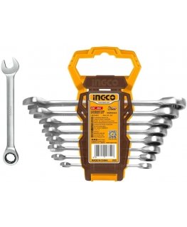 Ingco HKSPAR1082 Ratchet wrench CrMo 8-19mm 8pcs