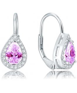 Beneto Silver earrings with pink crystal AGUC1162