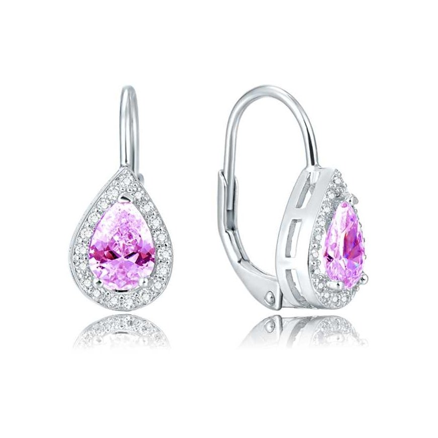Beneto Silver earrings with pink crystal AGUC1162