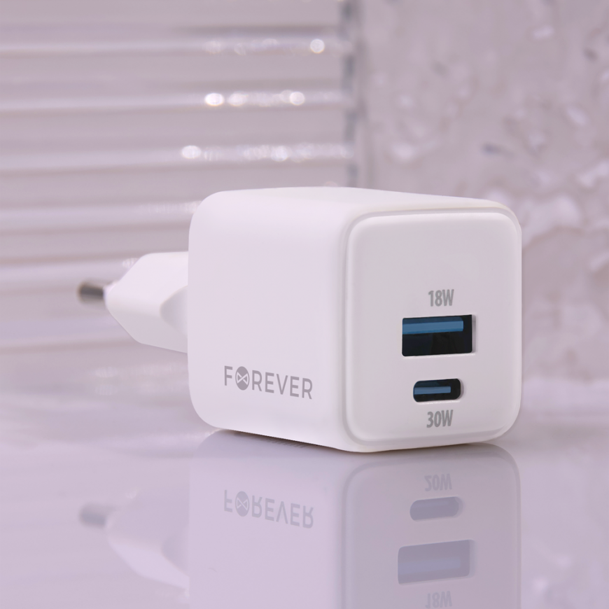 Telforceone Forever TC-08-30AC GaN PD QC charger 1x USB-C 1x USB 30W white – 2