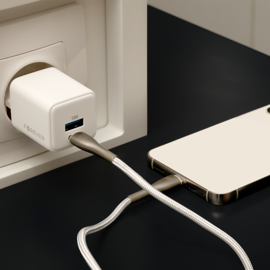 Telforceone Forever TC-08-30AC GaN PD QC charger 1x USB-C 1x USB 30W white – 3