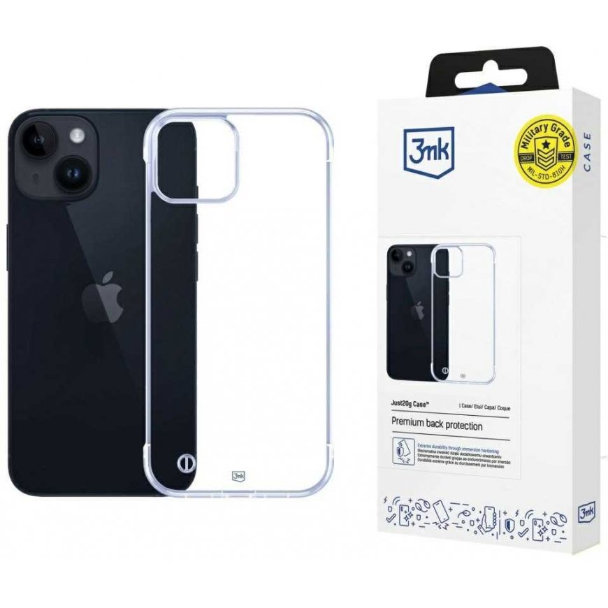 „Dėklas 3MK Just20g Clear Case“, skirtas „iPhone 15“.