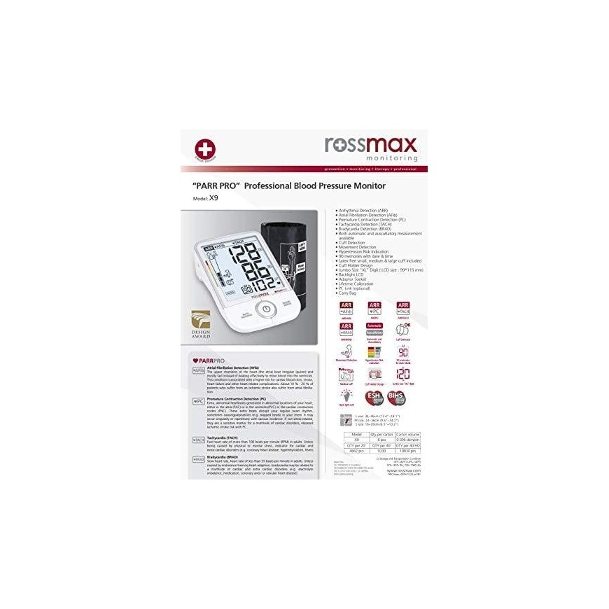 Upper arm blood pressure monitor Rossmax X9 PARR PRO – 5