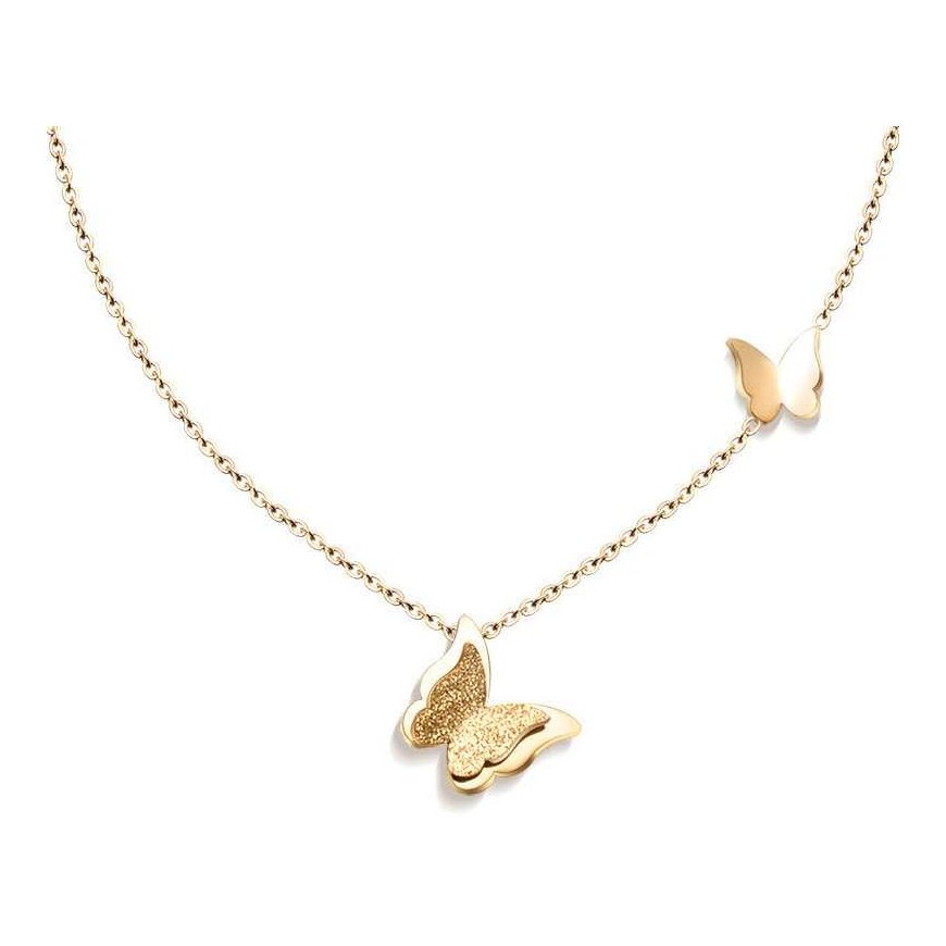 Troli romantic butterfly necklace, metal butterfly KNSC-257-GOLD