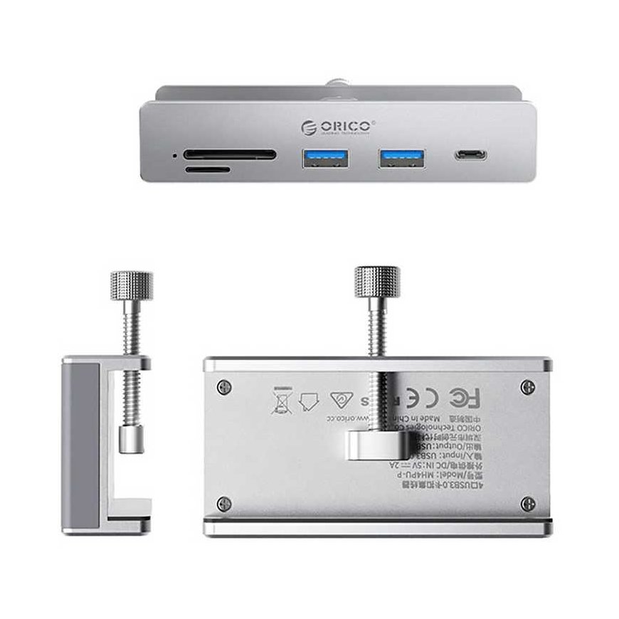 Orico MH5PC -keskitinliitin, asennettava USB-C / 2x USB-A 3.2 + 1x USB-C 3.2 + 1x SD&TF - hopean värinen – 5